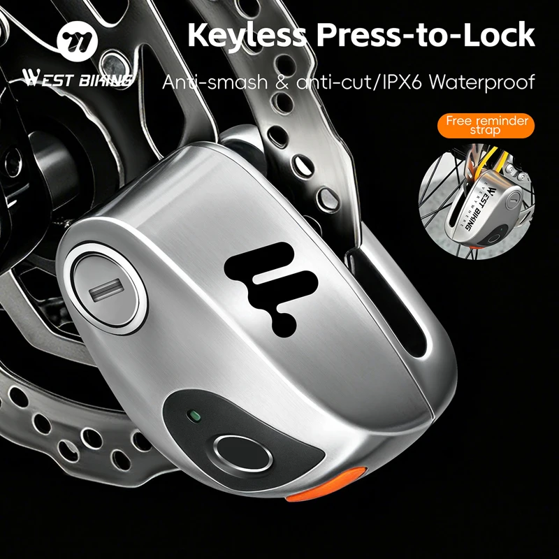 WEST BIKING Fingerprint Disc Brake Lock Anti Theft Alarm Bike Lock For Motorcycle Electric Scooter Zinc Alloy IPX6 Waterproof
WEST BIKING Fingerprint Disc Brake Lock Anti Theft Alarm Bike Lock For Motorcycle Electric Scooter Zinc Alloy IPX6 Waterproof