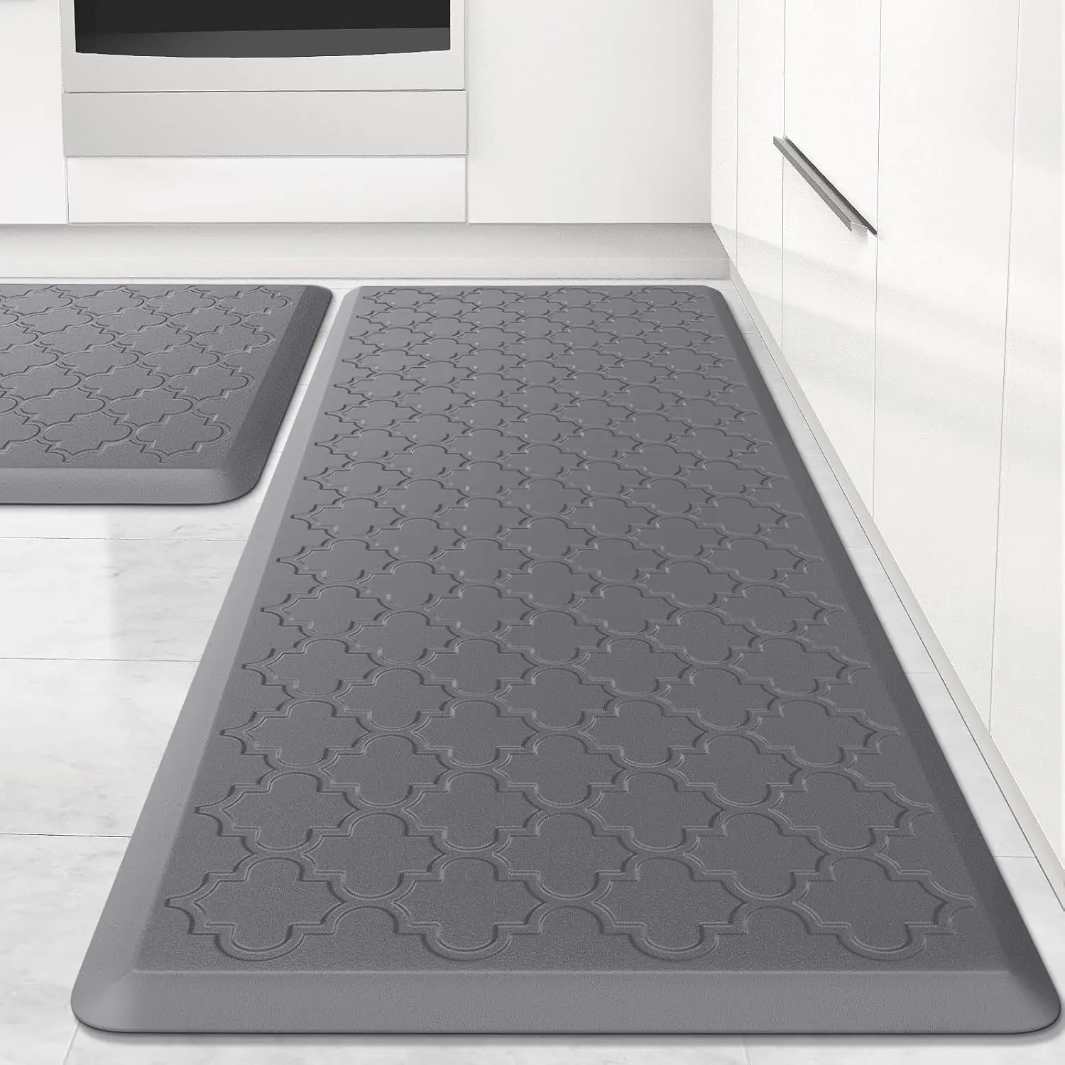 2-Pack Anti-Fatigue Kitchen Mats, Water Resistant & Non-Slip, Ergonomic Foam Comfort for Standing, Grey 20"x30"+20"x47"
2-Pack Anti-Fatigue Kitchen Mats, Water Resistant & Non-Slip, Ergonomic Foam Comfort for Standing, Grey 20"x30"+20"x47"