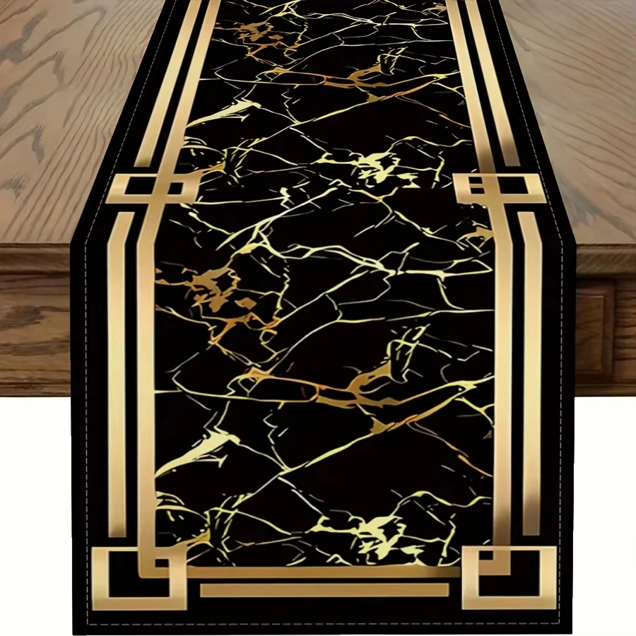 Black Golden Marble Linen Table Runner - Reusable Decor for Dresser, Kitchen, Dining | Holiday Home Party Decor
Black Golden Marble Linen Table Runner - Reusable Decor for Dresser, Kitchen, Dining | Holiday Home Party Decor