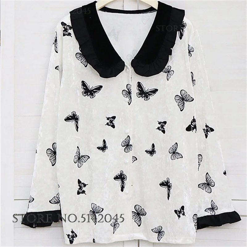 Autumn Winter Velvet Pajamas Set Women's Sleepwear Home Clothes Fashion Print Butterfly Trouser Pijamas Suit Casual Lounge Wear
Autumn Winter Velvet Pajamas Set Women's Sleepwear Home Clothes Fashion Print Butterfly Trouser Pijamas Suit Casual Lounge Wear