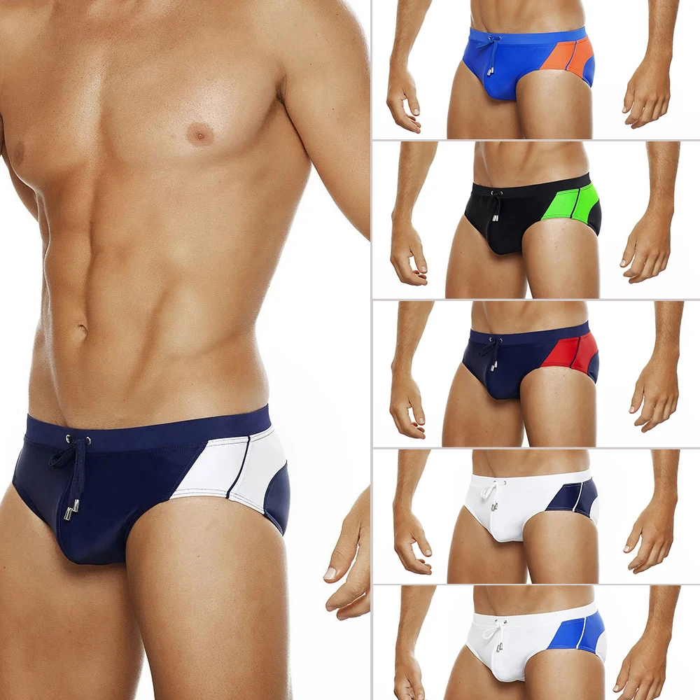 European and American Summer Colorblock Triangle Swimsuit Men's Lace-Up Swim Beach Board Shorts Swimming Trunks With Push Pads
European and American Summer Colorblock Triangle Swimsuit Men's Lace-Up Swim Beach Board Shorts Swimming Trunks With Push Pads