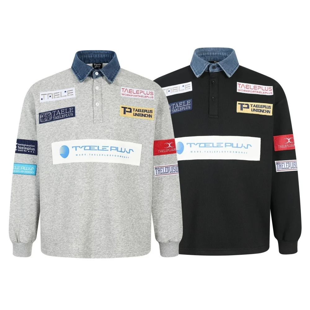 Мужские рубашки поло Женские джинсовые воротники с нашивкой Мужские футболки с длинным рукавом для мужчин Унисекс Свободные женские рубашки поло Футболки с длинным рукавом
Мужские рубашки поло Женские джинсовые воротники с нашивкой Мужские футболки с длинным рукавом для мужчин Унисекс Свободные женские рубашки поло Футболки с длинным рукавом