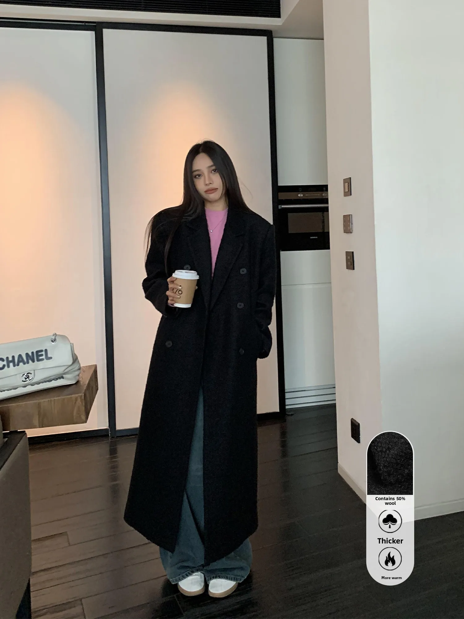 ChenMiFan Woolen Long Coat Thiened Autumn Winter Bla Suit Sle Women's Outerwear Korean Version Straight Cut
ChenMiFan Woolen Long Coat Thiened Autumn Winter Bla Suit Sle Women's Outerwear Korean Version Straight Cut