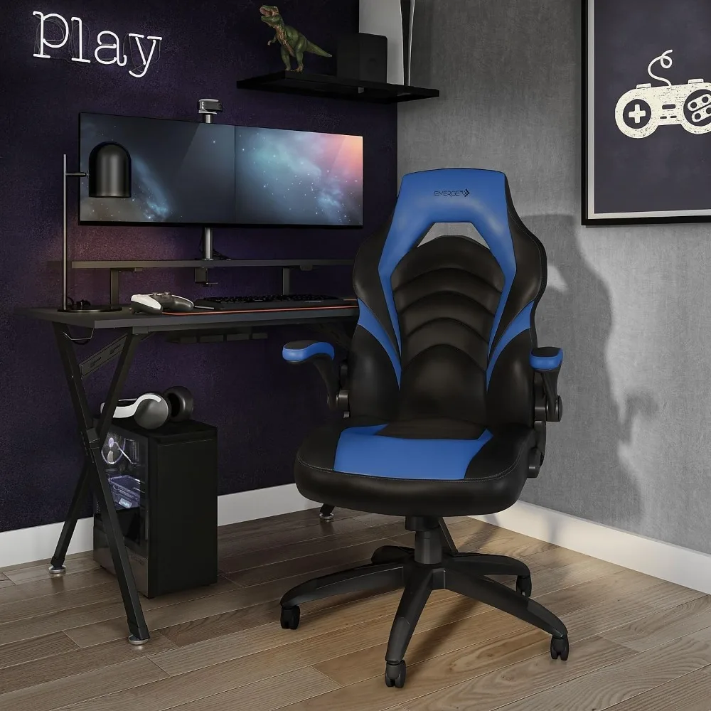 Modern Style Gaming Chair, Black and Blue
Modern Style Gaming Chair, Black and Blue