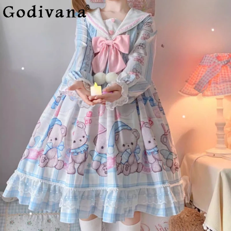 Large Size Women Spring Autumn Cute Lolita Princess Dresses Fashion Age-reducing High Waist A-line Long Sleeve Navy Collar Dress
Large Size Women Spring Autumn Cute Lolita Princess Dresses Fashion Age-reducing High Waist A-line Long Sleeve Navy Collar Dress