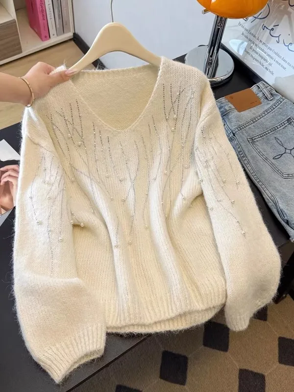 Ele Женский трикотаж с бисером V-Ne Long Sve, зимний универсальный топ больших размеров, удобный свободный крой, повседневная одежда
Ele Женский трикотаж с бисером V-Ne Long Sve, зимний универсальный топ больших размеров, удобный свободный крой, повседневная одежда