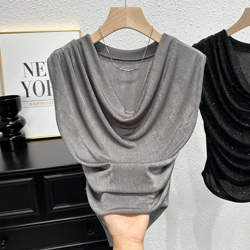 Elegant Sleeveless V Neck Knit Top With Ruched Detail For Women Casual Office Wear Fashion Slim Fit Spring Autumn Style
Elegant Sleeveless V Neck Knit Top With Ruched Detail For Women Casual Office Wear Fashion Slim Fit Spring Autumn Style