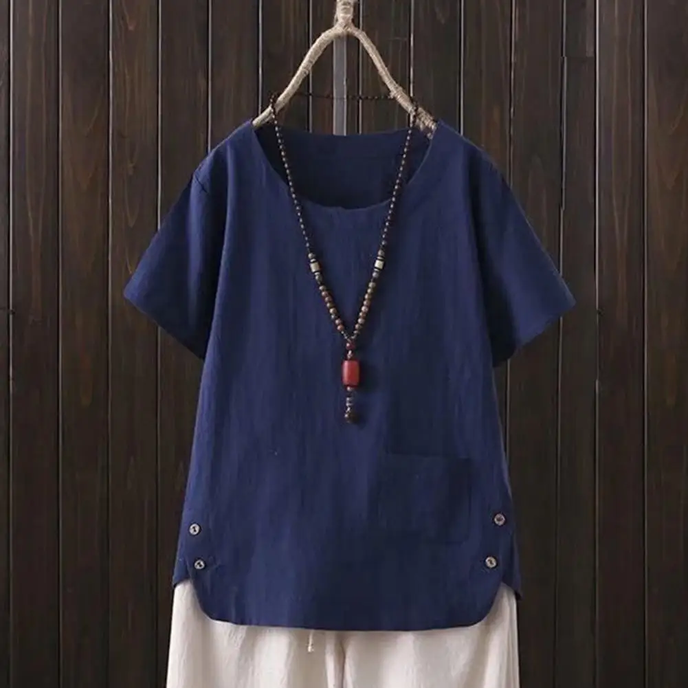 Summer pure cotton top casual simple literary solid color loose short-sleeved T-shirt for women
Summer pure cotton top casual simple literary solid color loose short-sleeved T-shirt for women