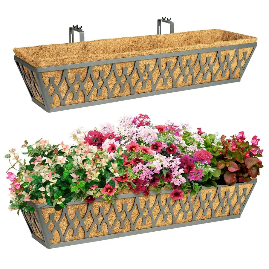 Pack 30 Inch Window Boxes Planters Railing Planter Box with Adjustable Brackets for Porch Fence Patio Balcony Hanging Flower Bas
Pack 30 Inch Window Boxes Planters Railing Planter Box with Adjustable Brackets for Porch Fence Patio Balcony Hanging Flower Bas