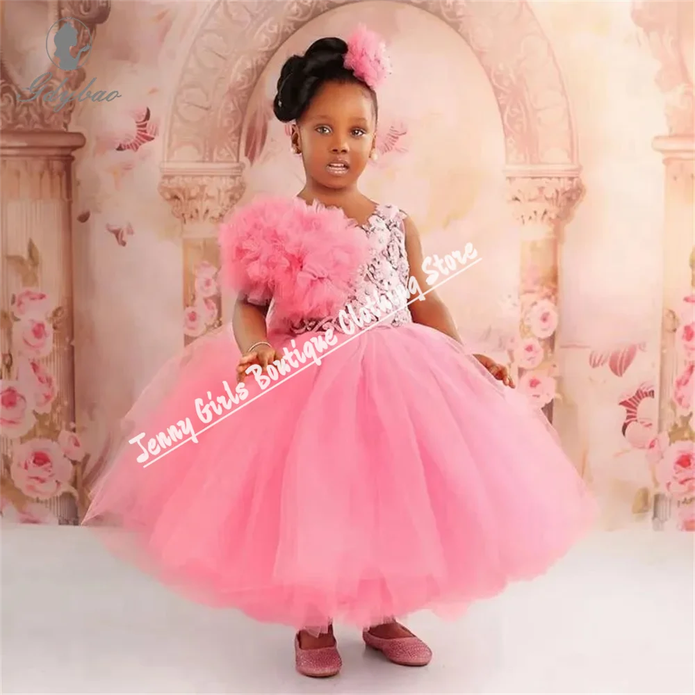 Pink Cute Flower Girl Dresses for Birthday Prom White Lace Appliqué Delamination First Communion Birthday Party Gown
Pink Cute Flower Girl Dresses for Birthday Prom White Lace Appliqué Delamination First Communion Birthday Party Gown