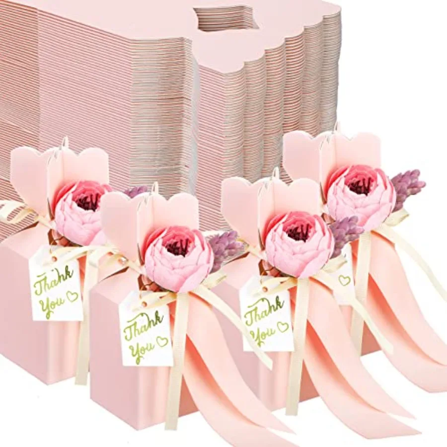 50 Pcs Wedding Favor Boxes Pink Party Favor Box with Ribbon and Flower DIY Chocolate Candy Gift Treat Bags for Engagement Brida
50 Pcs Wedding Favor Boxes Pink Party Favor Box with Ribbon and Flower DIY Chocolate Candy Gift Treat Bags for Engagement Brida