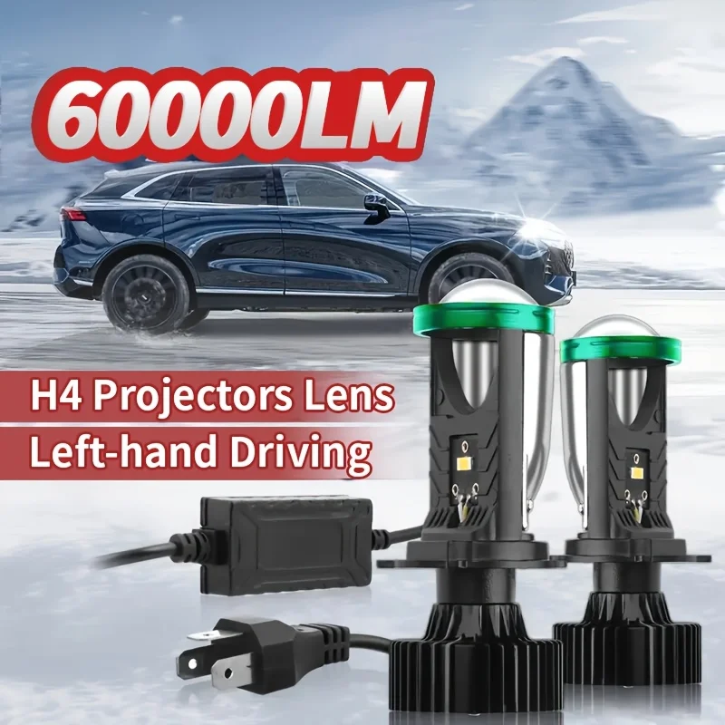 2pcs H4 High And Low Integrated Headlight Bulbs, 60, 000 Lumens 420W 3570 CSP Chip New LED Projection Lens, 6000K White Ultra-bright Light, Suitable for Motor Vehicles, Left-hand Driving, 12-24V, No Battery Required
2pcs H4 High And Low Integrated Headlight Bulbs, 60, 000 Lumens 420W 3570 CSP Chip New LED Projection Lens, 6000K White Ultra-bright Light, Suitable for Motor Vehicles, Left-hand Driving, 12-24V, No Battery Required