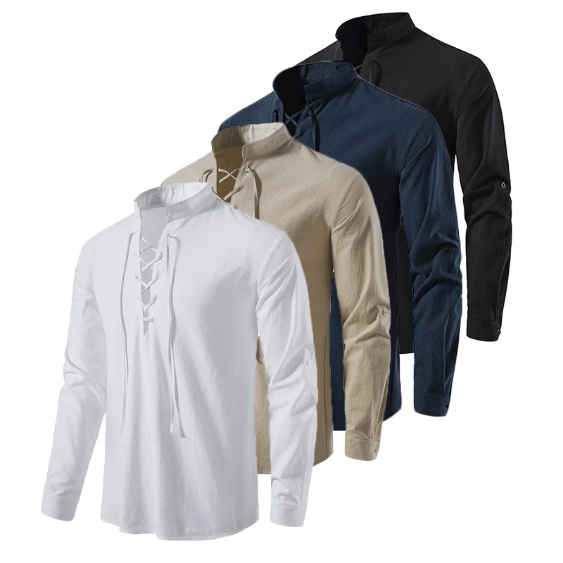 Men's Casual Shirts 2/1Pcs Long Sleeve Retro Blouse Drawstring Neck Tee Shirt Summer Breathable Daily Party Streetwear Top
Men's Casual Shirts 2/1Pcs Long Sleeve Retro Blouse Drawstring Neck Tee Shirt Summer Breathable Daily Party Streetwear Top