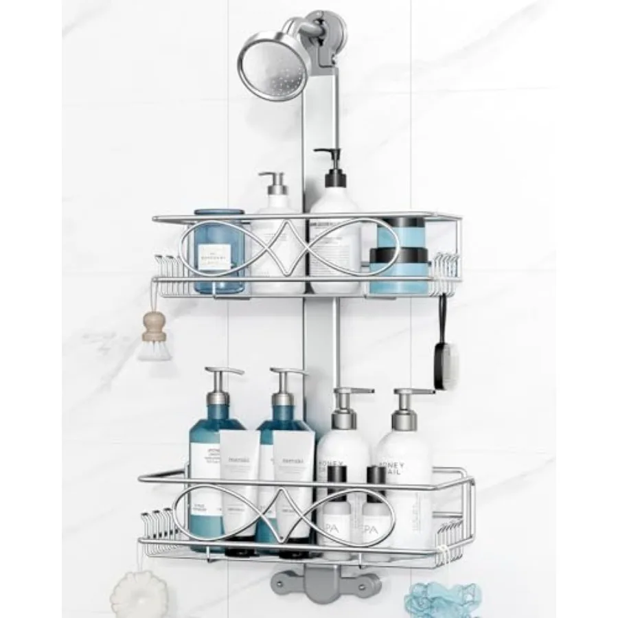 Stainless Steel Anodized Aluminum, Height-Adjustable Rustproof Shower Caddy Hanging Anti-Swing-Over The Shower Head Caddy-Bathr
Stainless Steel Anodized Aluminum, Height-Adjustable Rustproof Shower Caddy Hanging Anti-Swing-Over The Shower Head Caddy-Bathr