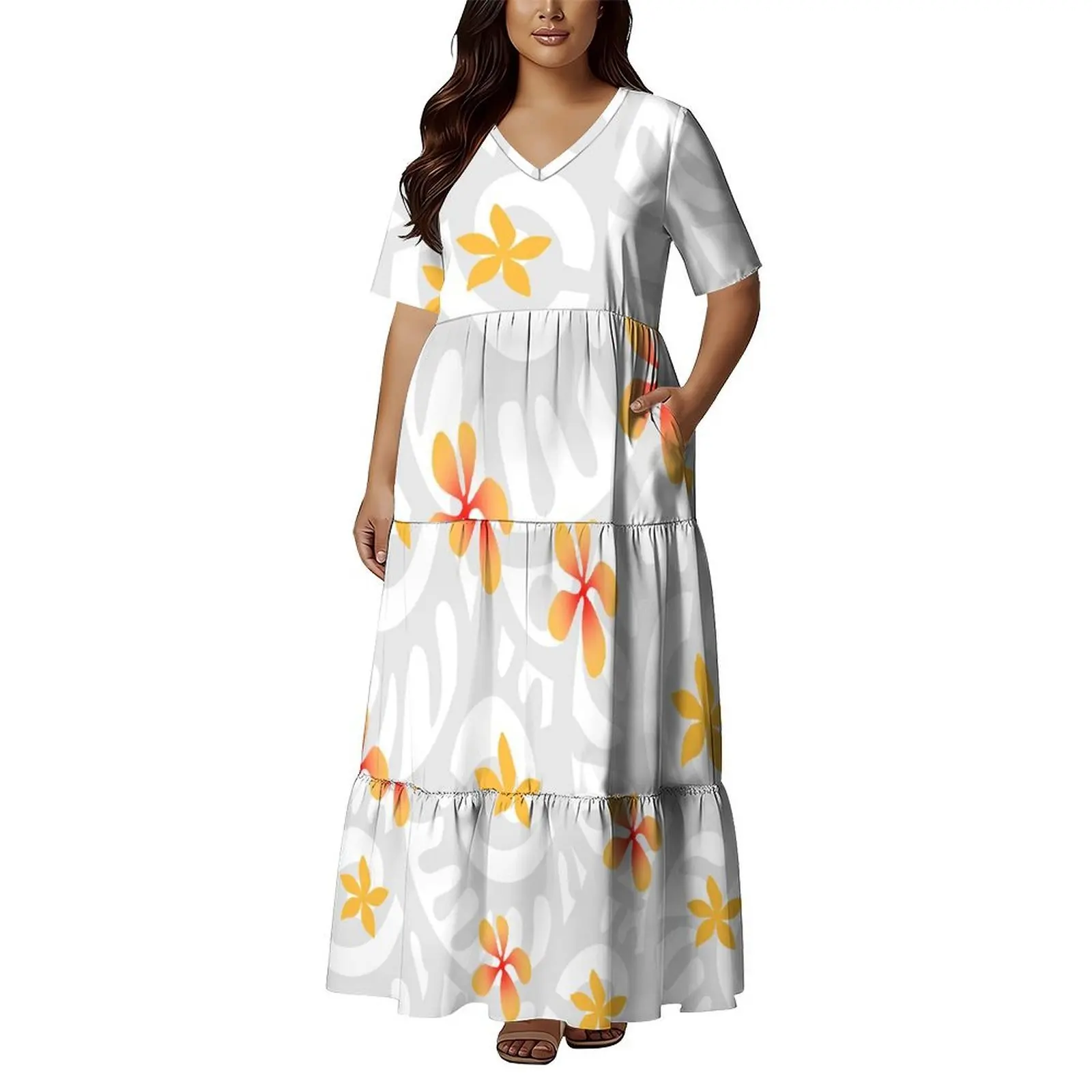 2026 Summer Samoa Women'S Dress With V-Neck And Pocket Design - Polynesian Customized White Weekend Mother'S Day Cake Dress
2026 Summer Samoa Women'S Dress With V-Neck And Pocket Design - Polynesian Customized White Weekend Mother'S Day Cake Dress