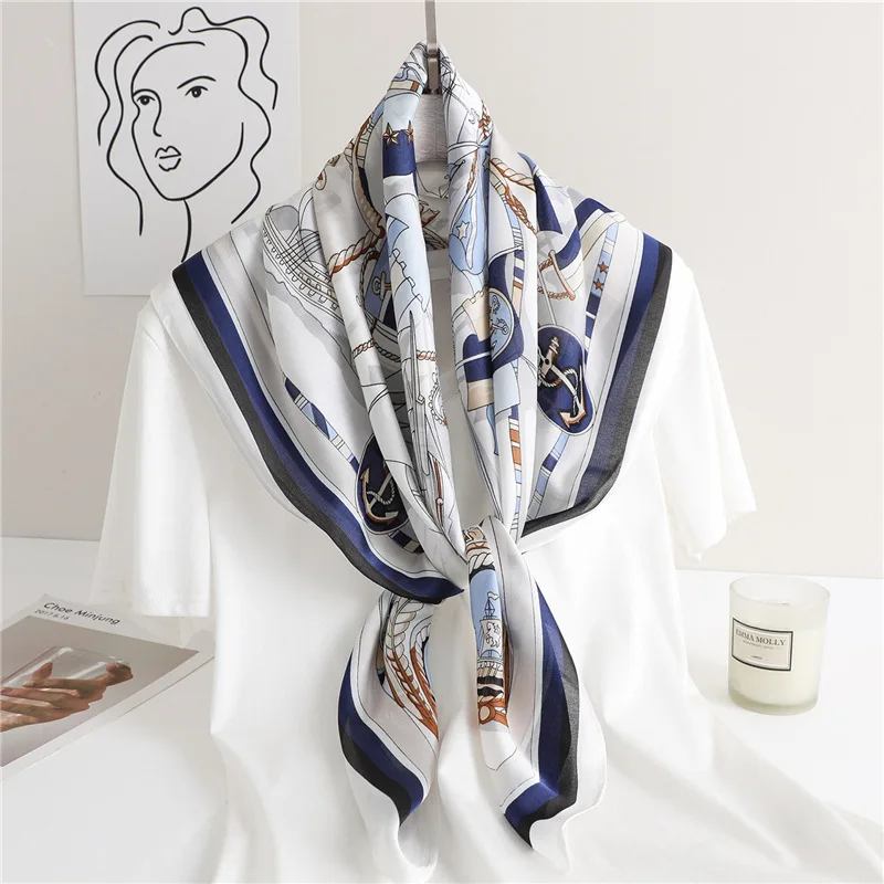 New Fashion Sailing Style Silk Square Scarf 90*90cm Women Neck Hair Tie Band Bag Warp Soft Neckerchief Hijab Headscarf Foulard
New Fashion Sailing Style Silk Square Scarf 90*90cm Women Neck Hair Tie Band Bag Warp Soft Neckerchief Hijab Headscarf Foulard