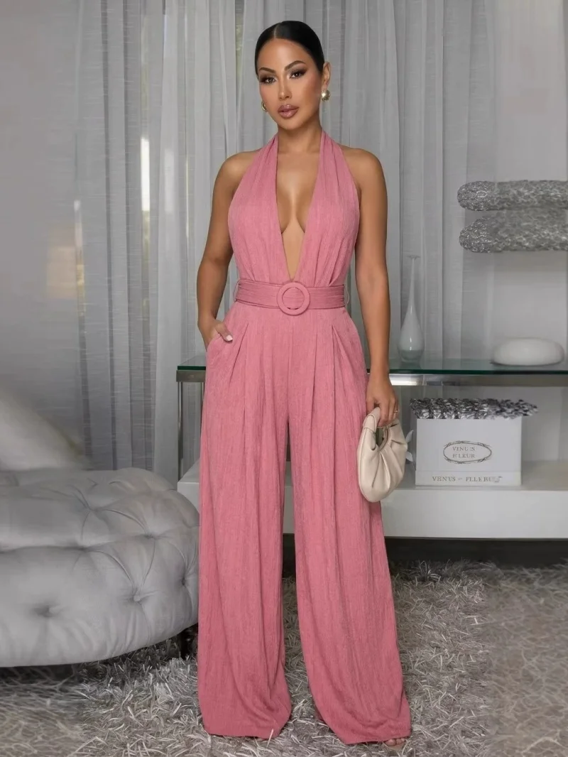 Fashion Halter Jumpsuits Summer Clothing Women 2026 Sleeveless Backless V-Neck Wide Leg Pants Rompers One Pieces Overalls Outfit
Fashion Halter Jumpsuits Summer Clothing Women 2026 Sleeveless Backless V-Neck Wide Leg Pants Rompers One Pieces Overalls Outfit
