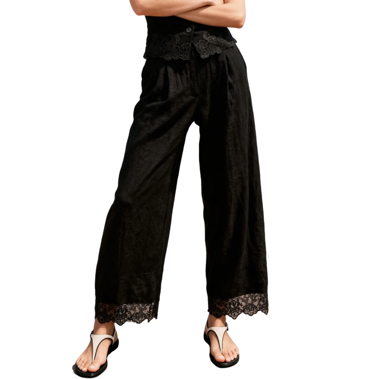 Женские весенне-осенние брюки с кружевной отделкой, повседневные свободные стильные однотонные прямые брюки со средней посадкой
Женские весенне-осенние брюки с кружевной отделкой, повседневные свободные стильные однотонные прямые брюки со средней посадкой
