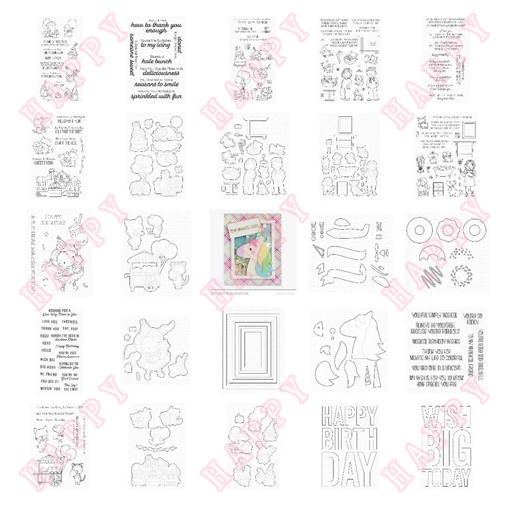Happy Birthday Unicorn Critters Metal Cutting Dies Clear Stamps Scrapbook DIY Decoration Photo Album Paper Card Craft Handmade
Happy Birthday Unicorn Critters Metal Cutting Dies Clear Stamps Scrapbook DIY Decoration Photo Album Paper Card Craft Handmade