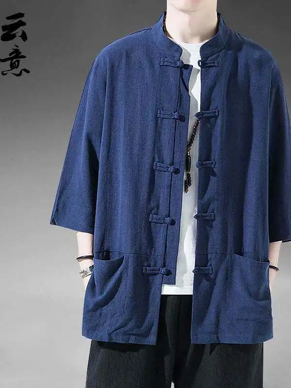 Summer Men's Short Sleeve Linen Tang Suit Cotton Linen Five Sleeve Vintage Hanfu Large Size Half Sleeve Tea Clothing Citywalk
Summer Men's Short Sleeve Linen Tang Suit Cotton Linen Five Sleeve Vintage Hanfu Large Size Half Sleeve Tea Clothing Citywalk