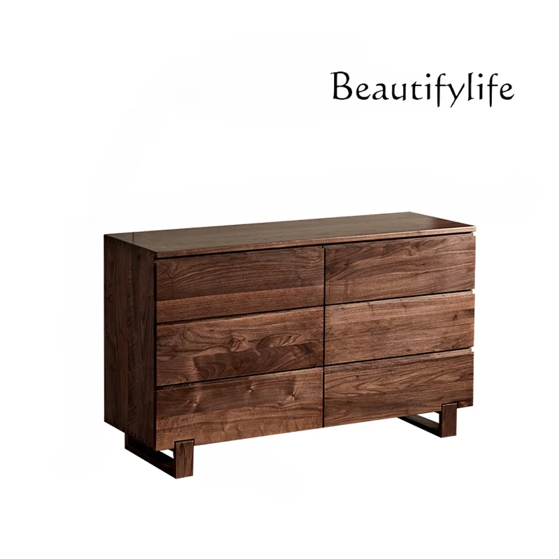 North America Black Walnut Solid Wood Chest of Six Drawers Modern Living Room Storage Chest of Drawer TV Locker Log
North America Black Walnut Solid Wood Chest of Six Drawers Modern Living Room Storage Chest of Drawer TV Locker Log
