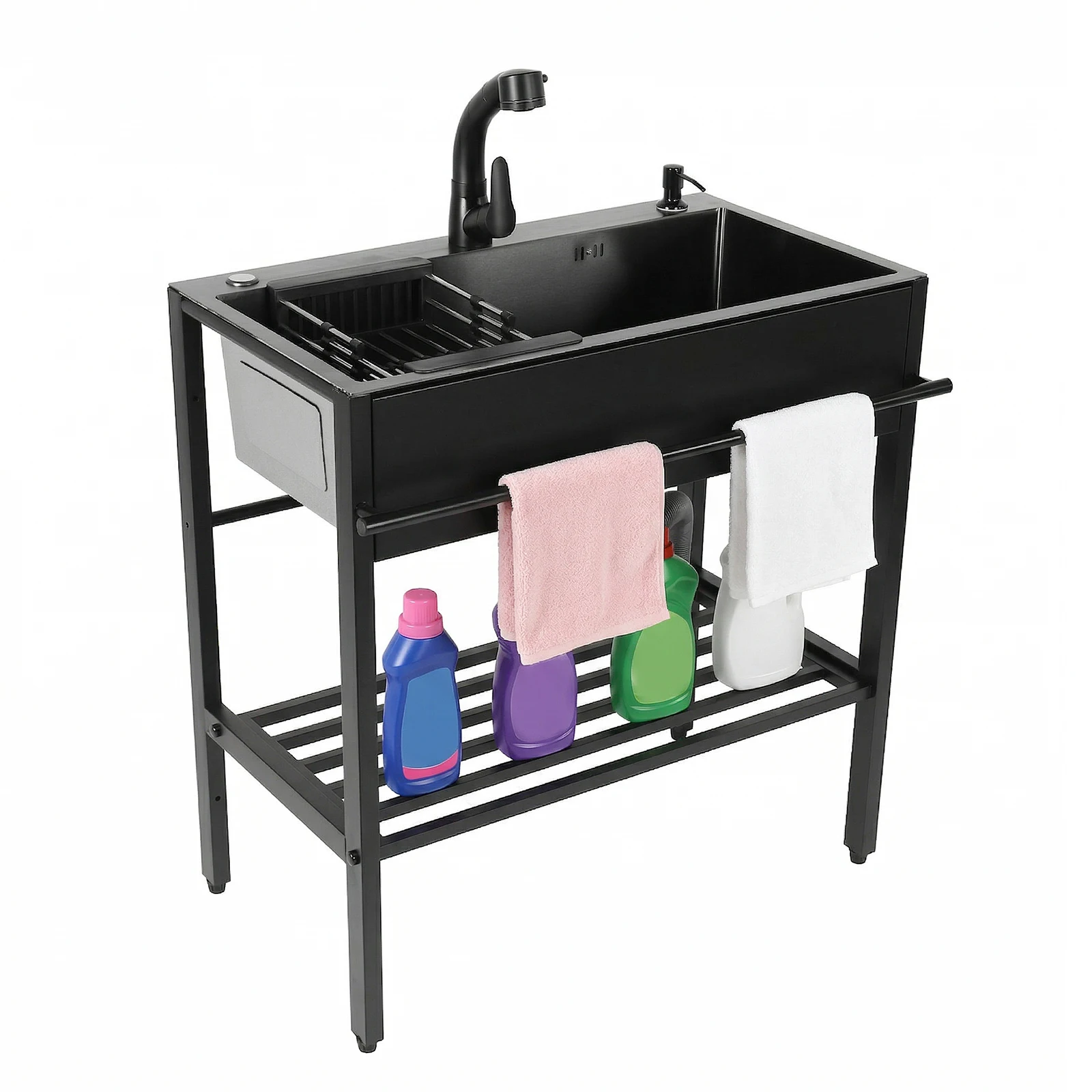 Laundry Sink with Cold and Hot Water Faucet Hoses and Drain Kit Commercial Restaurant Kitchen Sink for Kitchens Bathroom Garage
Laundry Sink with Cold and Hot Water Faucet Hoses and Drain Kit Commercial Restaurant Kitchen Sink for Kitchens Bathroom Garage