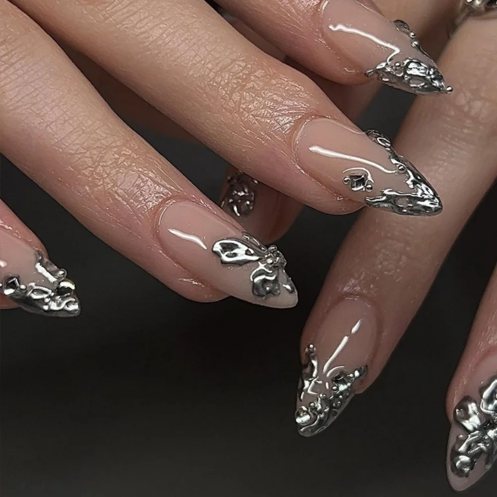 24pcs 3D Argent Long Almond False Nails Press on Solid Color Fake Nails Art Round Head Wearable Manicure Set Finished Datachable
24pcs 3D Argent Long Almond False Nails Press on Solid Color Fake Nails Art Round Head Wearable Manicure Set Finished Datachable