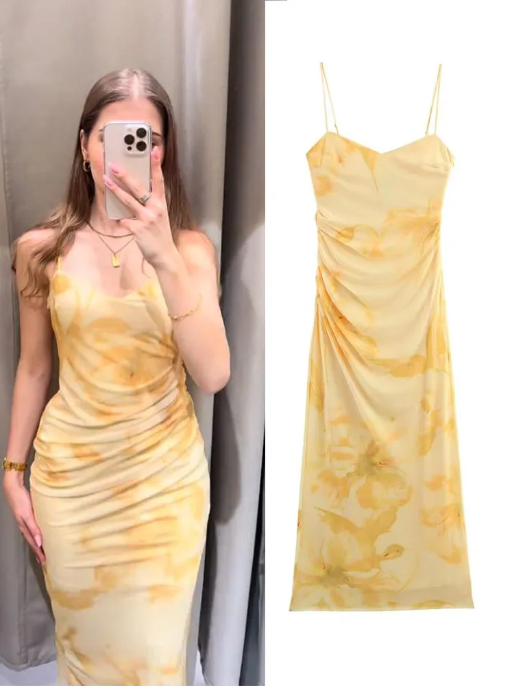 TRAFZA Female Retro Tulle Dresses For Summer Holiday Sleeveless Flower Printed Pleated Slim Casual Side Zipper Lined Party Dress
TRAFZA Female Retro Tulle Dresses For Summer Holiday Sleeveless Flower Printed Pleated Slim Casual Side Zipper Lined Party Dress