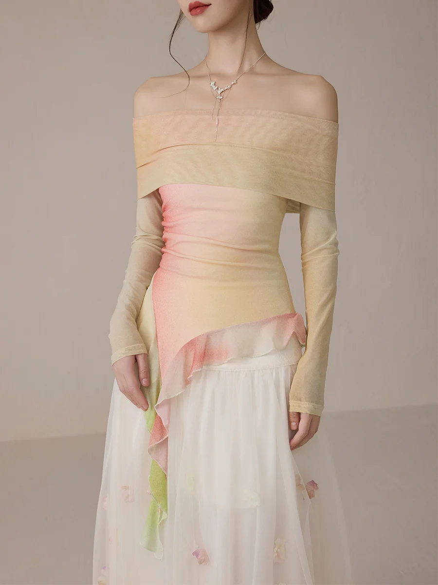 ONMOON Spring Summer Long Sve adient Color Blouse Women's Slim Fit Top Lightweight Asymmetrical T-irt Casual Wear
ONMOON Spring Summer Long Sve adient Color Blouse Women's Slim Fit Top Lightweight Asymmetrical T-irt Casual Wear