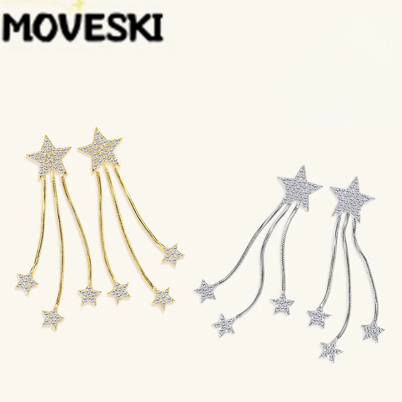 925 Sterling Silver Moissanite Star Tassel Earrings for Women Luxury Sparkling Long Dangle Drop Earrings Party Wedding Jewelry
925 Sterling Silver Moissanite Star Tassel Earrings for Women Luxury Sparkling Long Dangle Drop Earrings Party Wedding Jewelry