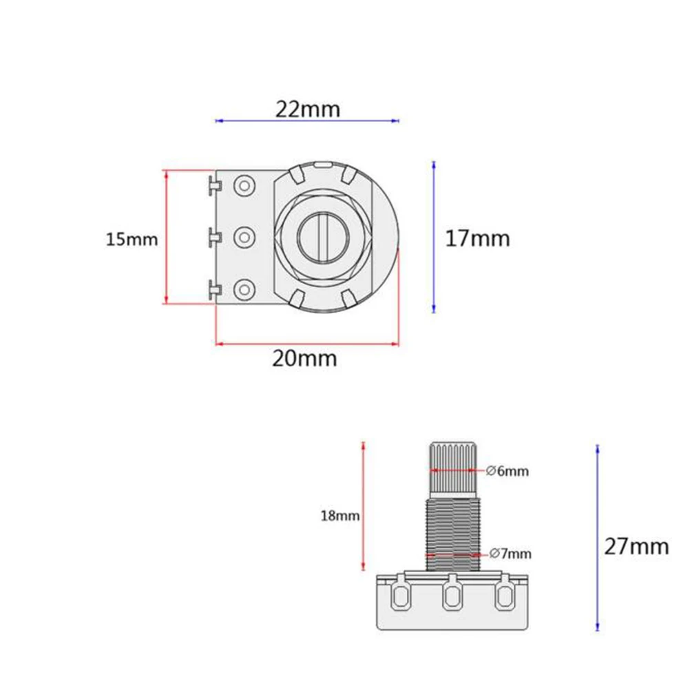 Potentiometer Volume Knob Slide Guitar Tone Potentiometers for Bass A25K-ohm Control
Potentiometer Volume Knob Slide Guitar Tone Potentiometers for Bass A25K-ohm Control