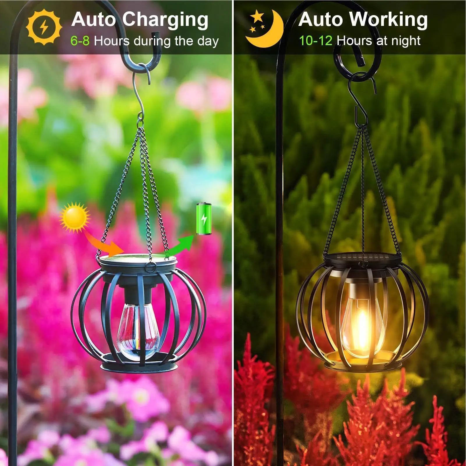 Solar Lantern 2 Piece Waterproof Light With Hook And Chain Solar Lanterns Outdoor Waterproof For Balcony Backyard Patio Driveway
Solar Lantern 2 Piece Waterproof Light With Hook And Chain Solar Lanterns Outdoor Waterproof For Balcony Backyard Patio Driveway