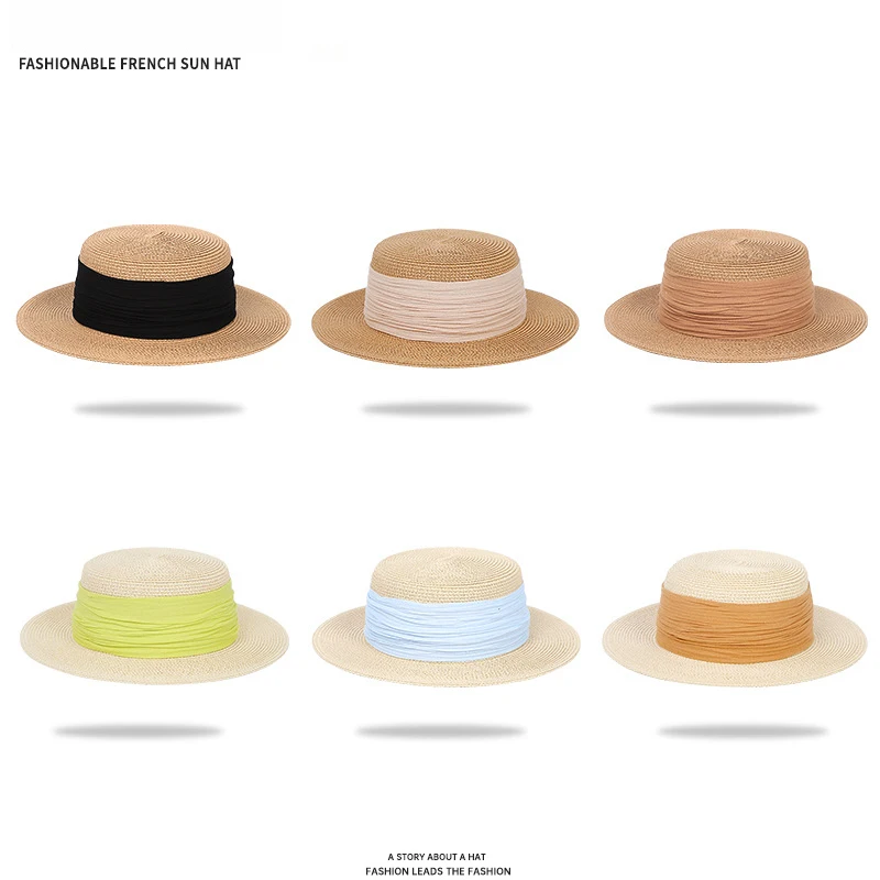 Retro Flat Top Straw Hat Women Summer French Style Wide Brim Breathable Sun Cap Candy Color Ribbon Beach UV Protection Hat
Retro Flat Top Straw Hat Women Summer French Style Wide Brim Breathable Sun Cap Candy Color Ribbon Beach UV Protection Hat