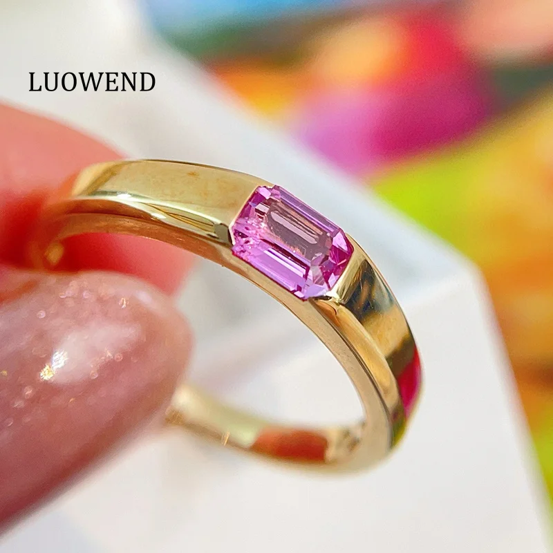 LUOWEND 100% 18K Yellow Gold Rings Fashion Simple Style Natural Padparadscha Sapphire Ring for Women High Party Jewelry
LUOWEND 100% 18K Yellow Gold Rings Fashion Simple Style Natural Padparadscha Sapphire Ring for Women High Party Jewelry