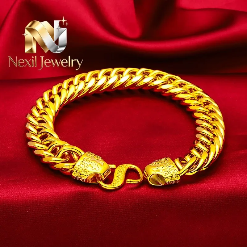 Nexil Jewelry 24K Gold Tank Men's Bracelet, AU999 Pure - Classic Trendy Style, Link Texture + Light Refraction, Wrist Boss Toug
Nexil Jewelry 24K Gold Tank Men's Bracelet, AU999 Pure - Classic Trendy Style, Link Texture + Light Refraction, Wrist Boss Toug