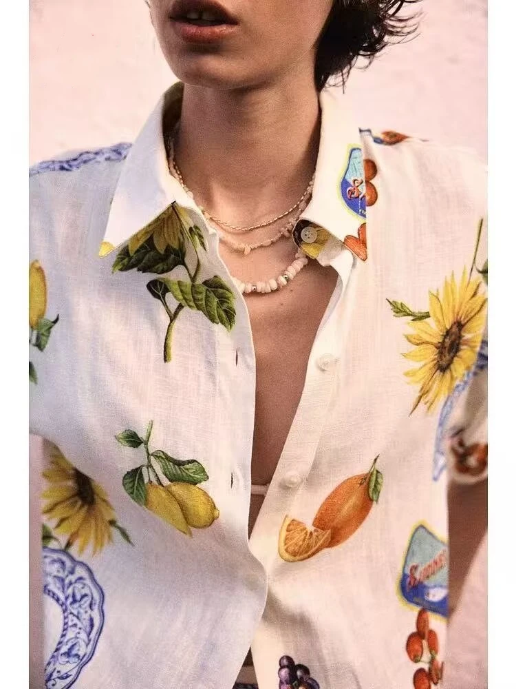 BB6358 ZA25 Summer New Women's French Fashion Collar Mid Sleeve Printed Linen Blended Shirt 1283136
BB6358 ZA25 Summer New Women's French Fashion Collar Mid Sleeve Printed Linen Blended Shirt 1283136