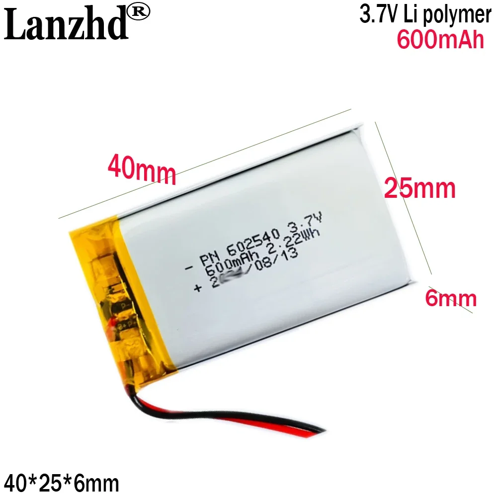 3.7V polymer lithium battery 600mah soft-pack lithium battery for point-and-read pens mice and keyboards 602540
3.7V polymer lithium battery 600mah soft-pack lithium battery for point-and-read pens mice and keyboards 602540