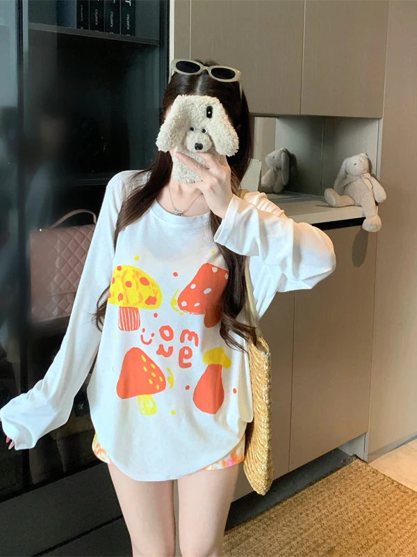 plus Size Casual Long Sleeve T-Shirt Mushroom Print Loose Fit Slimming Summer New Style Loose Sun Protection Top for Women
plus Size Casual Long Sleeve T-Shirt Mushroom Print Loose Fit Slimming Summer New Style Loose Sun Protection Top for Women