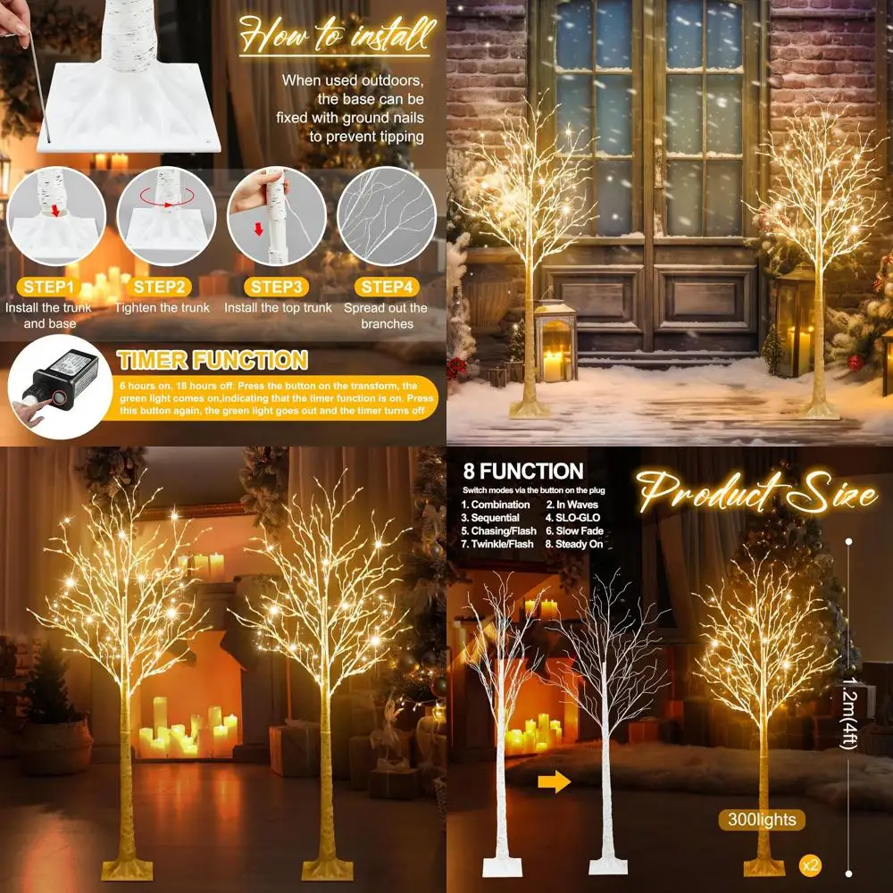 Двойные березы высотой 4 фута с 300 светодиодами и 8 режимами освещения для декора на Рождество и День Благодарения
Двойные березы высотой 4 фута с 300 светодиодами и 8 режимами освещения для декора на Рождество и День Благодарения