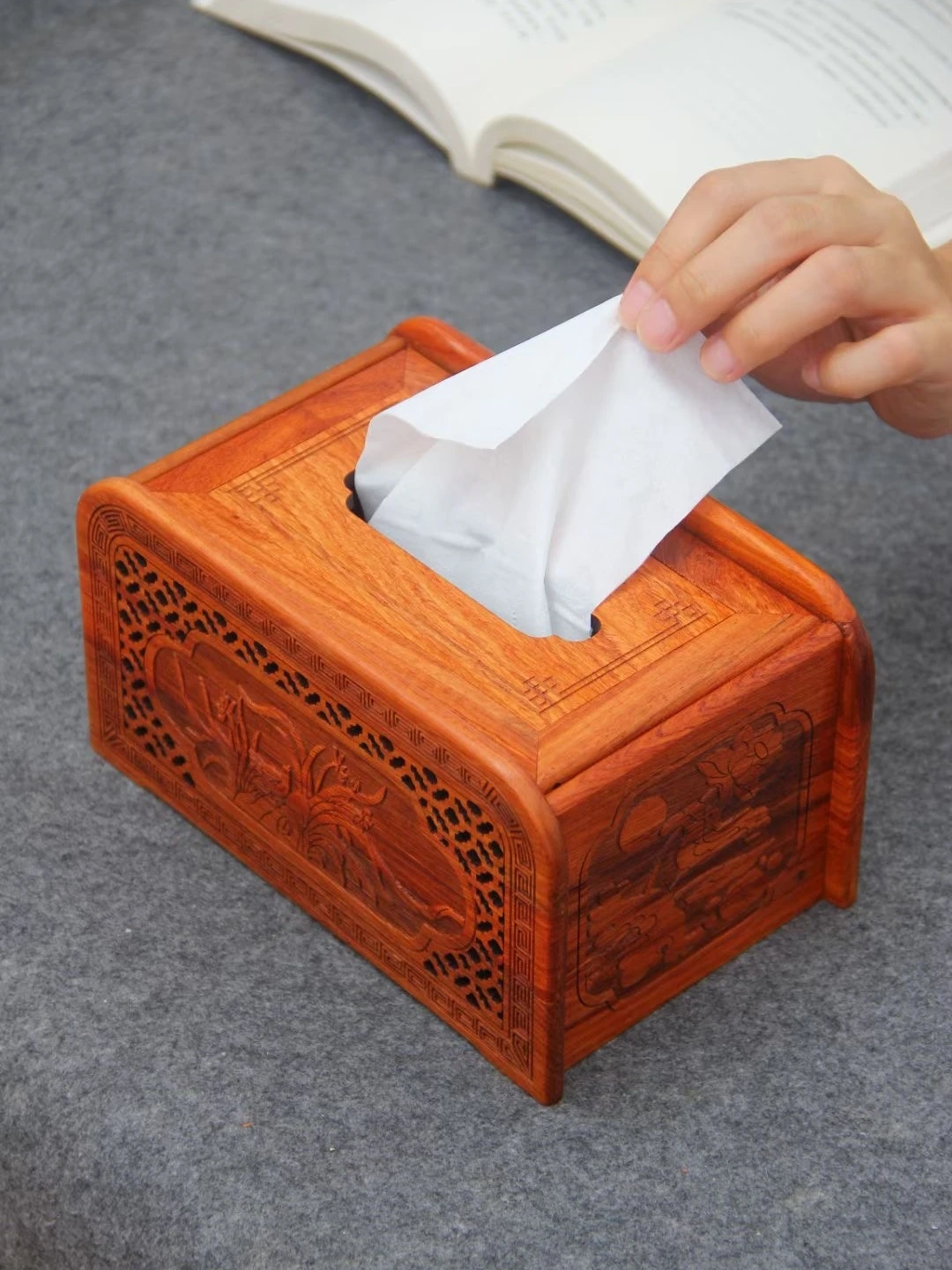 Redwood Rectangular Hollow out Flip Cover Dinner Napkin Box Traditional Chinese Style Luxury Light Wooden Real Wood Material ...
Redwood Rectangular Hollow out Flip Cover Dinner Napkin Box Traditional Chinese Style Luxury Light Wooden Real Wood Material ...