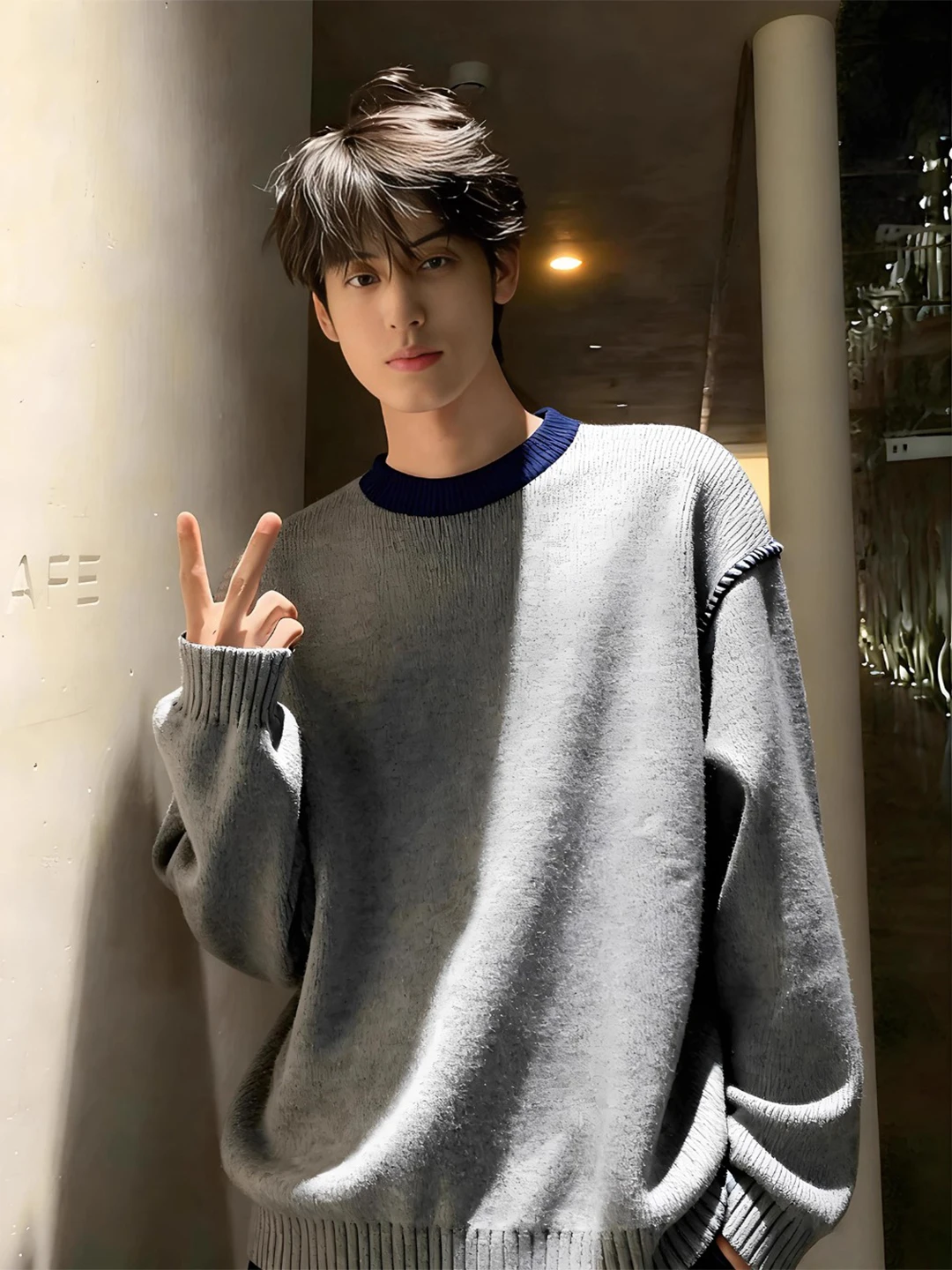 ay Contrast Color round Ne Men's Knitwear Winter Outerwear Inner Match Loose Stitching Design Comfortable Lazy Sle
ay Contrast Color round Ne Men's Knitwear Winter Outerwear Inner Match Loose Stitching Design Comfortable Lazy Sle