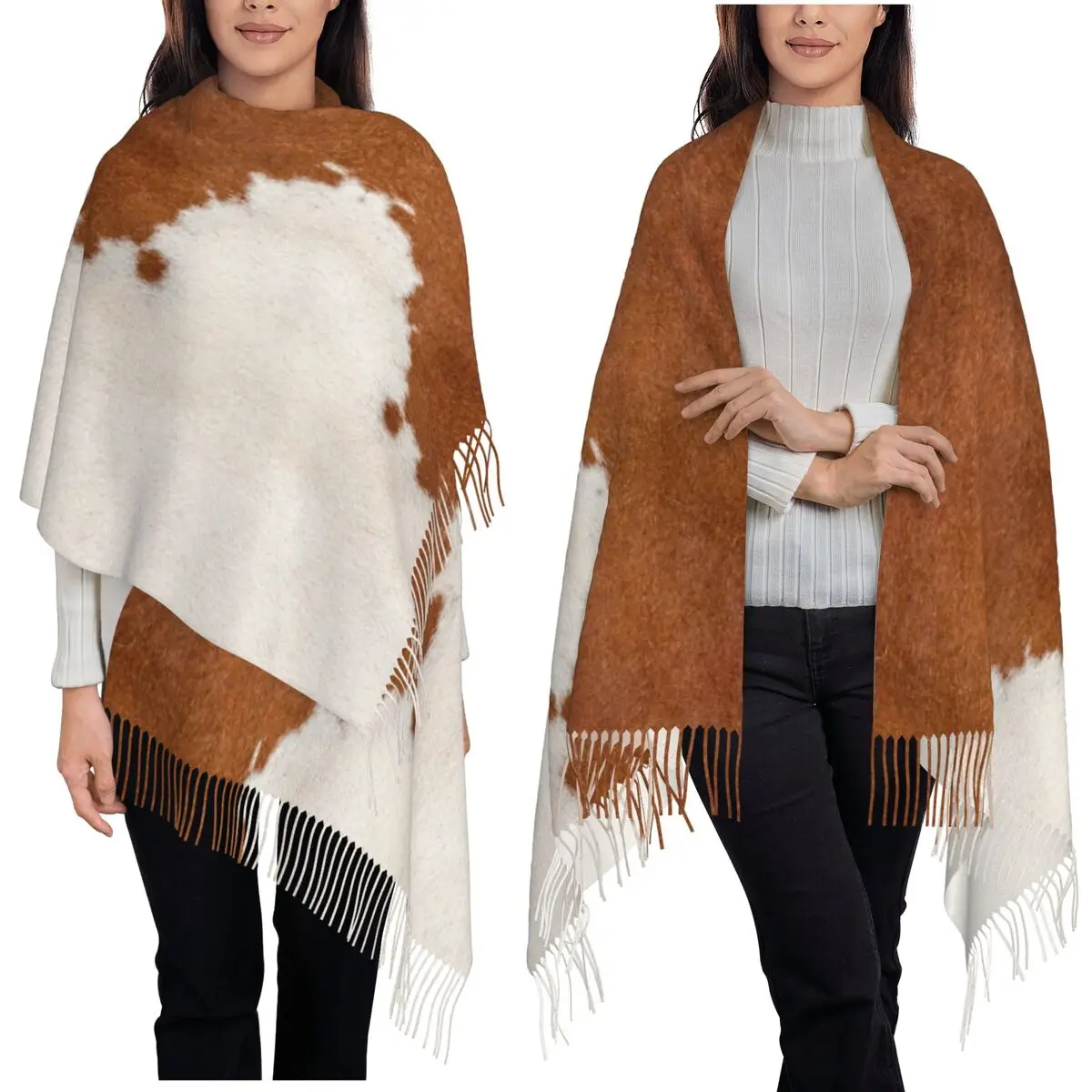 Шарф с принтом коровьей кожи с текстурой коровьей кожи Шарфы с кисточками для женщин Мягкие теплые шали и накидки Длинная осенне-зимняя шаль
Шарф с принтом коровьей кожи с текстурой коровьей кожи Шарфы с кисточками для женщин Мягкие теплые шали и накидки Длинная осенне-зимняя шаль