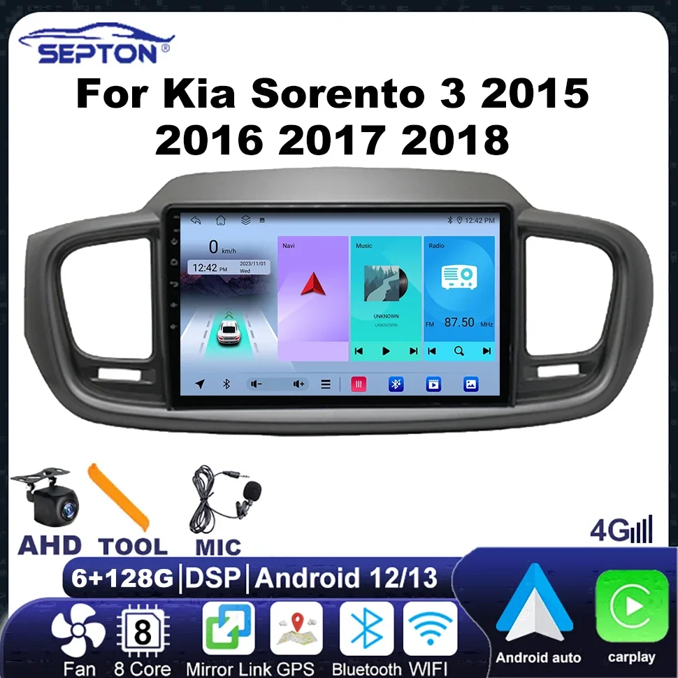 SEPTON Car Radio Android 12 for Kia Sorento 3 2015 2016 2017 2018 Carpaly DSP BT WiFi GPS 4G RDS Screen Player Autoradio Stereo
SEPTON Car Radio Android 12 for Kia Sorento 3 2015 2016 2017 2018 Carpaly DSP BT WiFi GPS 4G RDS Screen Player Autoradio Stereo