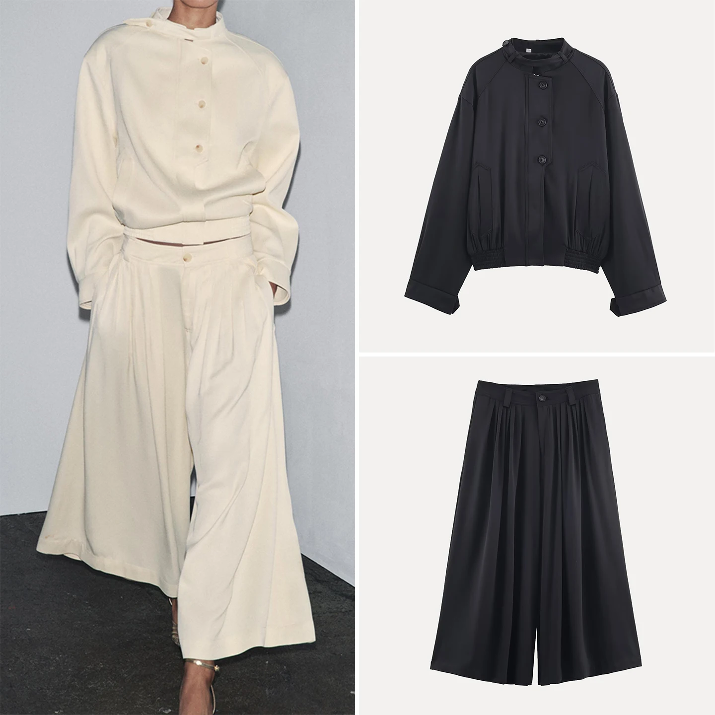 Zadata Women's Loose Coat with Button Decoration Two-tone High-waisted Long Pants Fashion Set Autumn Season European Style
Zadata Women's Loose Coat with Button Decoration Two-tone High-waisted Long Pants Fashion Set Autumn Season European Style