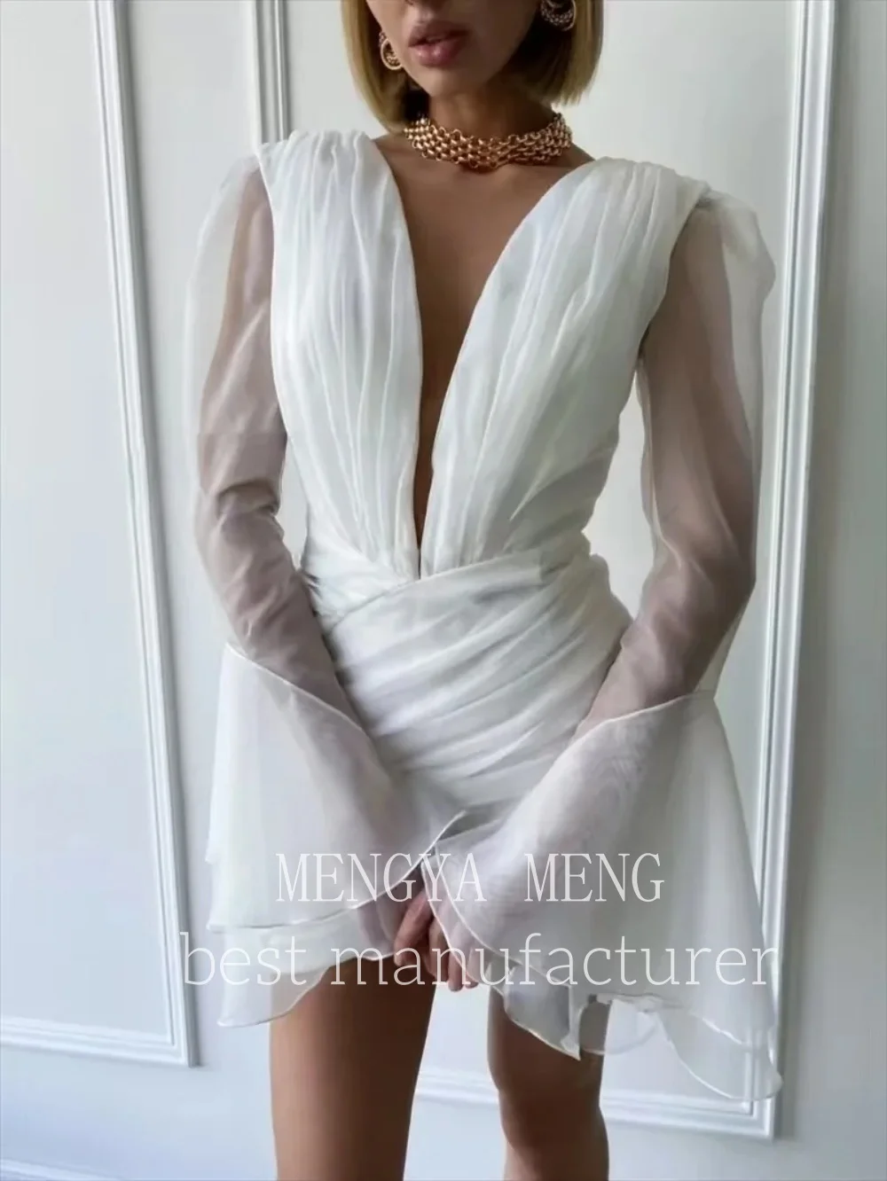 ZHUISHU 2025 Короткое свадебное платье для женщин в арабском стиле Robe De Mariée с длинными рукавами и v-образным вырезом со складками Мини-сексуальные свадебные платья Формальная вечеринка
ZHUISHU 2025 Короткое свадебное платье для женщин в арабском стиле Robe De Mariée с длинными рукавами и v-образным вырезом со складками Мини-сексуальные свадебные платья Формальная вечеринка