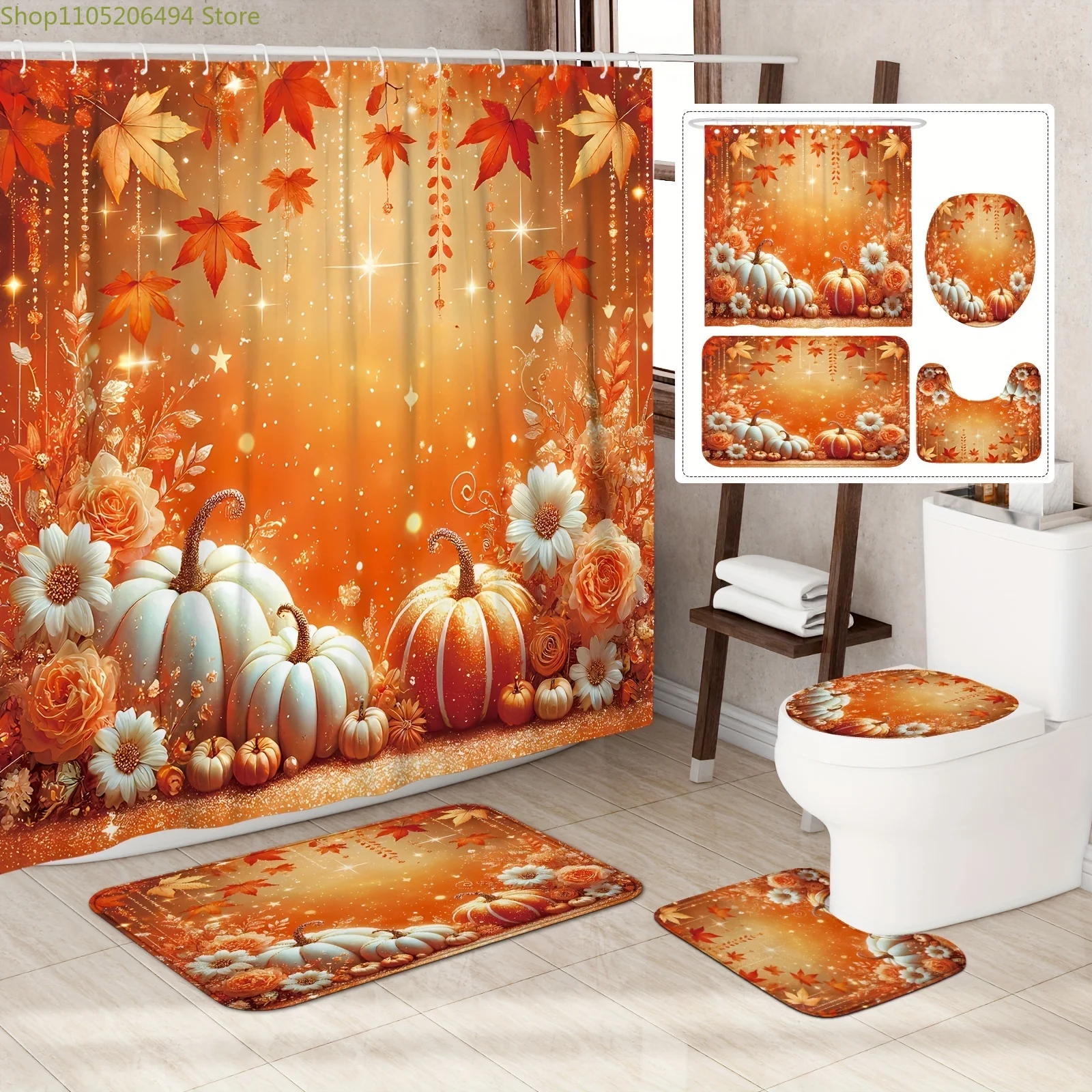 1/4pcs fall thanksgiving floral pumpkin glitter cute gorgeous glam brunt orange shower curtain sets with shower curtain and ru
1/4pcs fall thanksgiving floral pumpkin glitter cute gorgeous glam brunt orange shower curtain sets with shower curtain and ru