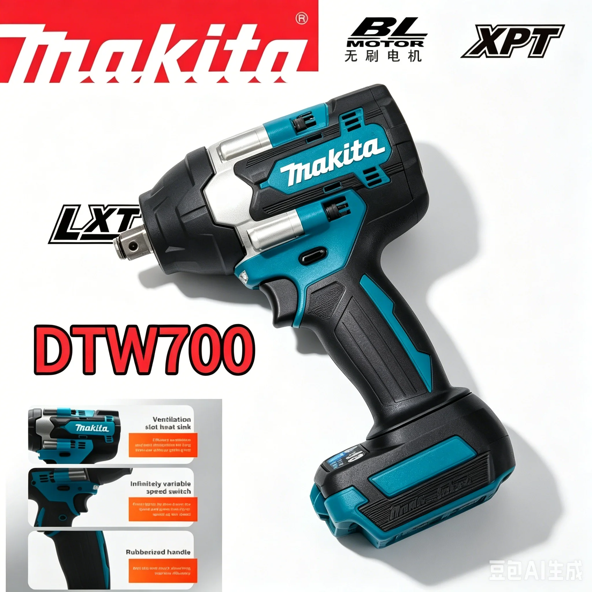 Makita DTW700 Cordless Impact Wrench 18V Brushless Motor 1200Nm Variable Speed Electric Wrench High Effieiency Durable Auto Stop
Makita DTW700 Cordless Impact Wrench 18V Brushless Motor 1200Nm Variable Speed Electric Wrench High Effieiency Durable Auto Stop