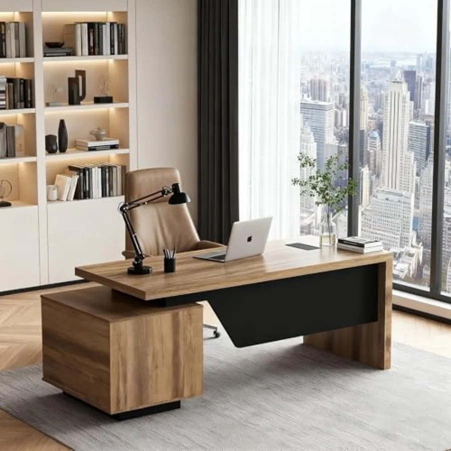Large Executive Desk 62.99" or 70.87", Modern Home Office Desk with 2 Drawers and Cable Management, Dual-Size Design Adapts to
Large Executive Desk 62.99" or 70.87", Modern Home Office Desk with 2 Drawers and Cable Management, Dual-Size Design Adapts to