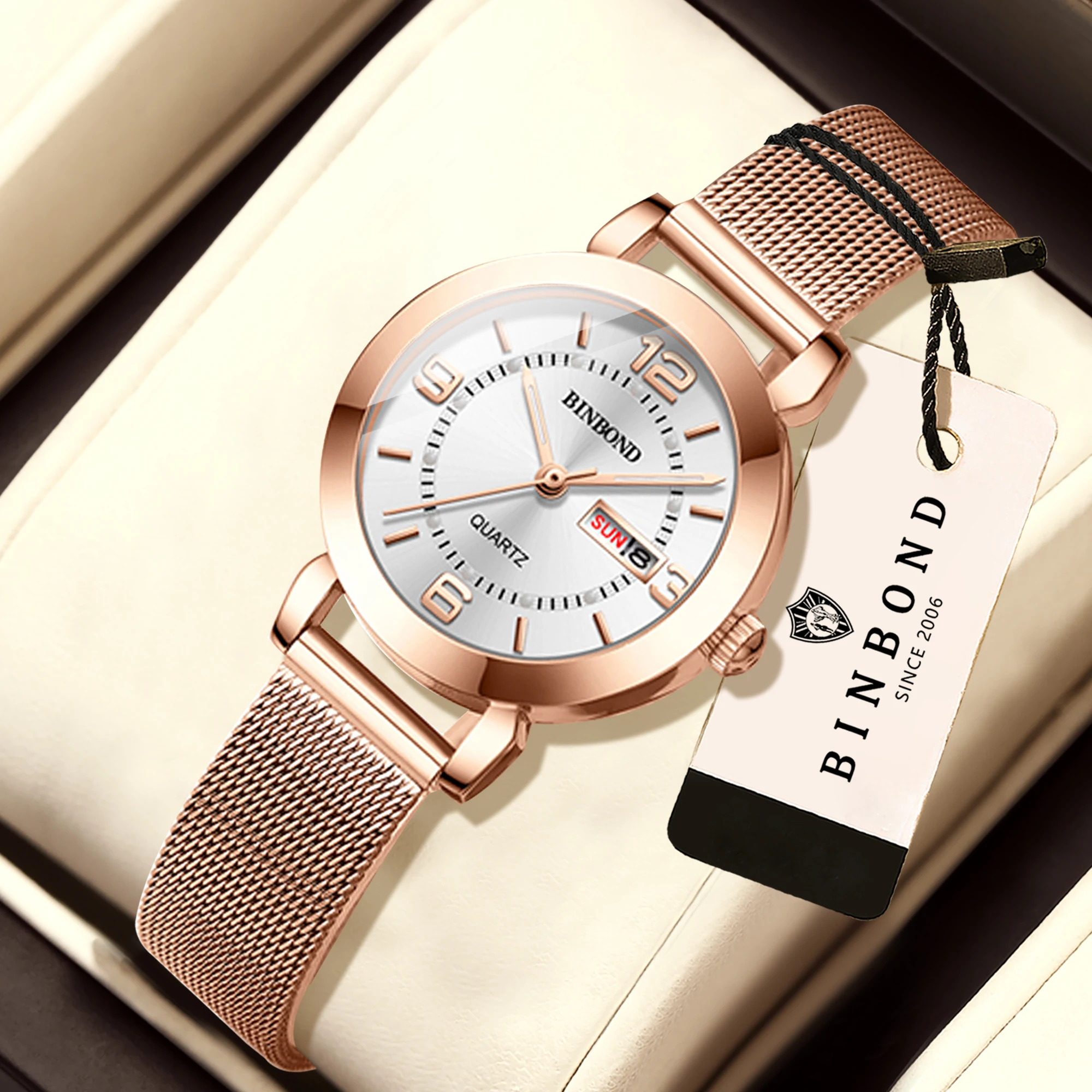 BINBOND Luxury Quartz Wristwatches For Women Luminous Waterproof Week Display Auto Date Ladies Watches Casual Reloj Free Ship
BINBOND Luxury Quartz Wristwatches For Women Luminous Waterproof Week Display Auto Date Ladies Watches Casual Reloj Free Ship