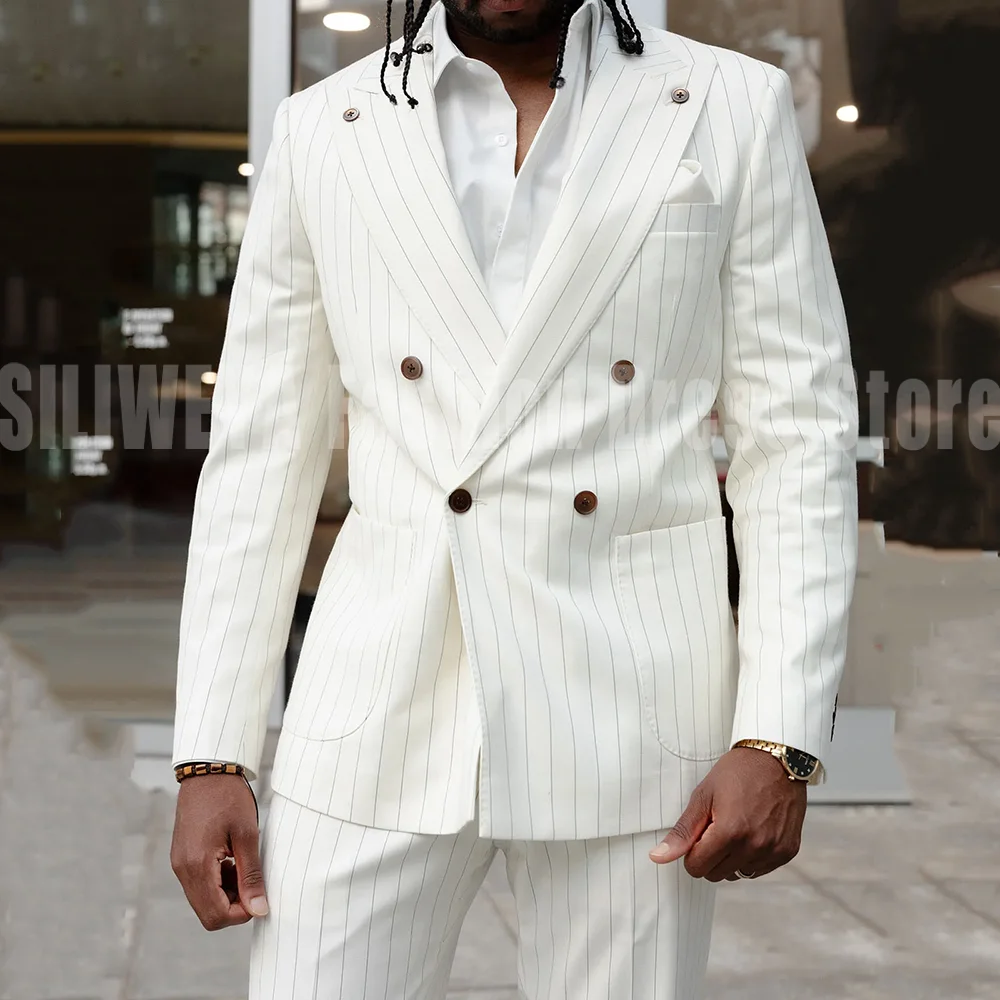 Luxury White Men's Suits 2 Piece Jacket Pants Full Sets Double Breasted Peak Lapel Elegant Male Clothing Custom Costume Homme
Luxury White Men's Suits 2 Piece Jacket Pants Full Sets Double Breasted Peak Lapel Elegant Male Clothing Custom Costume Homme